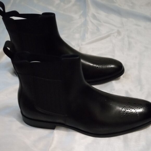 Men\'s black ankle boots Stacy Adams Flexzone faux leather sz11.5M bokecore style main image 4
